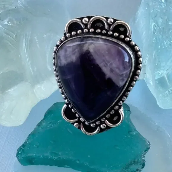 925 Sterling Amethyst Teardrop Ring