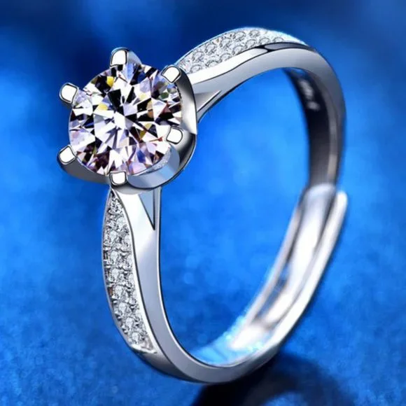 Certified 2ct. t.w. Diamond Moissanite Solitaire Engagement Ring NEW J