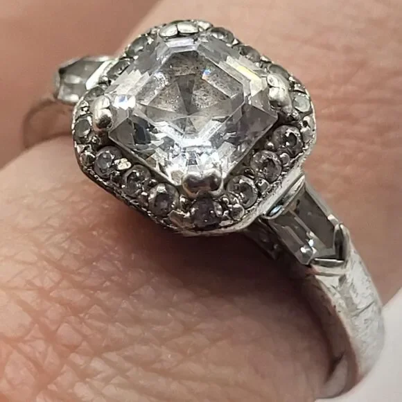 TACORI Ascher Cut Solitaire Art Deco Ring Size 9 Sterling 925