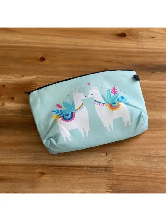 Small Llama Love Zipper Cosmetic Bag Makeup Bag Pouch Travel Bag Alpaca Bag