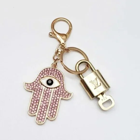 LV Gold Padlock & Key 🔒 Authentic Louis Vuitton Bag Unbranded Evil Eye Charm