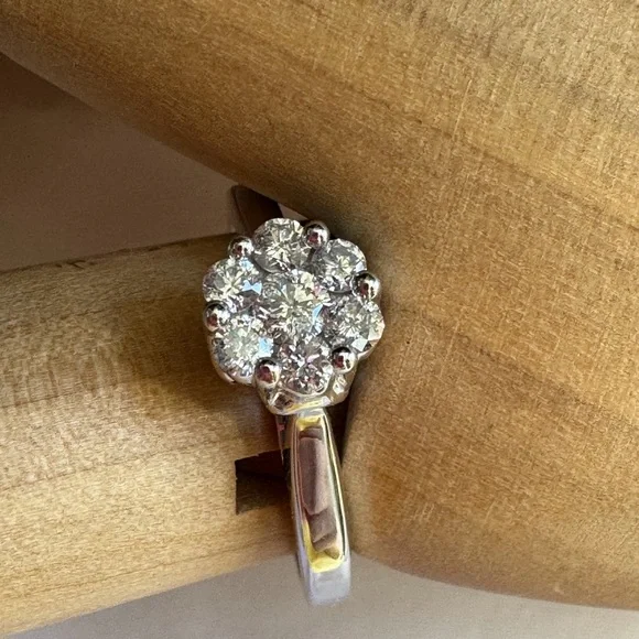 14KWG Tension Set Diamond Cluster Ring