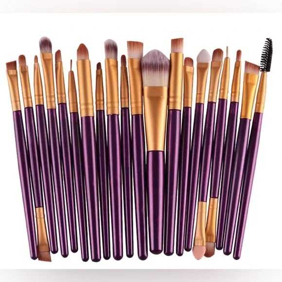 Purple and Gold Makeup Brush Set - set of 20 - new!