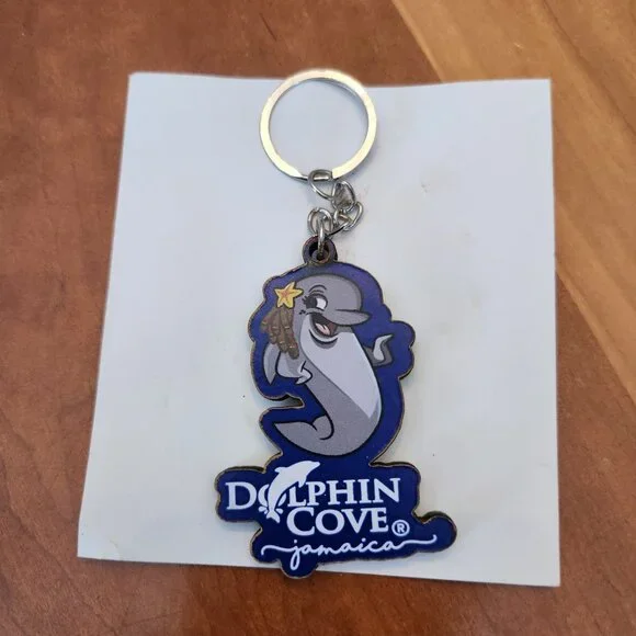 Dolphin Cove Jamaica 🇯🇲 Souvenir Keychain‎ - Wood Mascot Charm