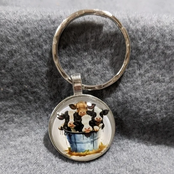Cow keychain charm bracelet‎ necklace