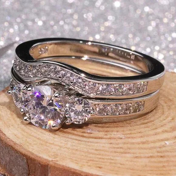 😍Shiny Round CZ Luxury Silver Beautiful Wedding Ring for Women, K876