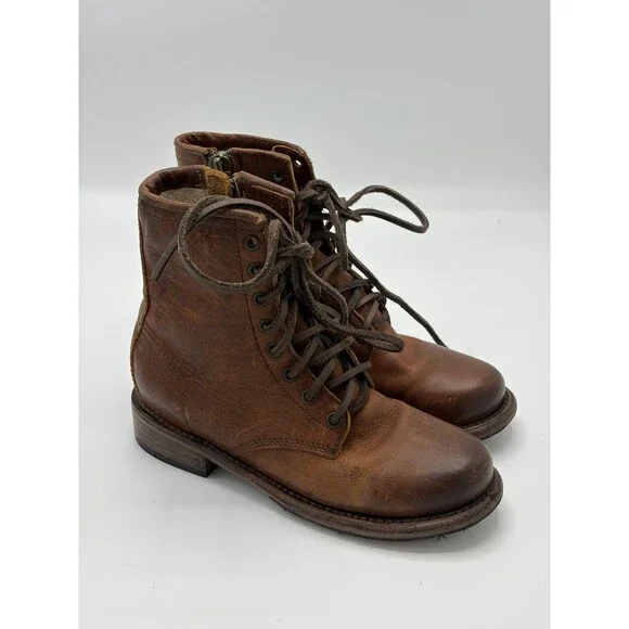 FREEBIRD by STEVEN Manchester Brown Leather Lace Up Side Zip Boots Women’s Sz 6