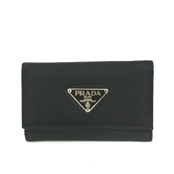🔥PRADA LOGO PLATE NYLON LEATHER 6 RING KEY HOLDER🔥