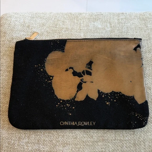 NWOT Cynthia Rowley Black and Gold Artistic Pouch