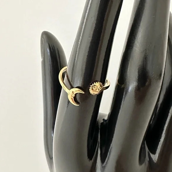 Gold Sun and Moon Ring