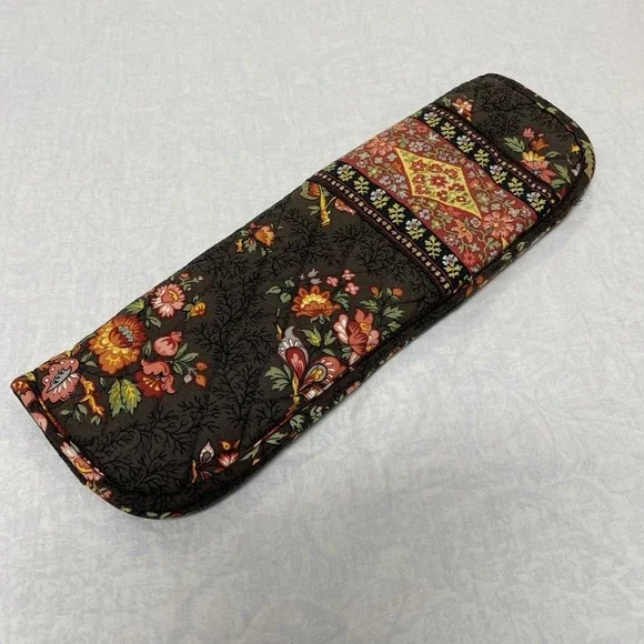 Vera Bradley Curling Iron Sleeve Brown Floral Quilted Travel Case