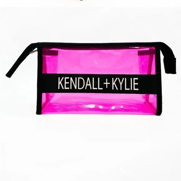 KENDALL & KYLIE CLEAR PINK COSMETIC MAKEUP POUCH