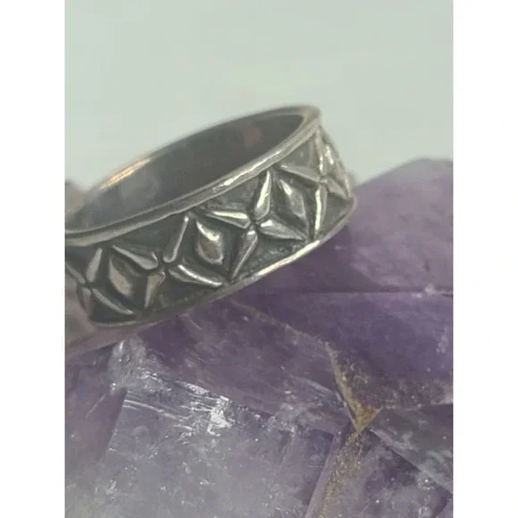 New Sterling Silver 925 Geometric Pattern Band Ring Size 7 4.5 g