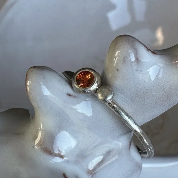 Stacking Orange Sapphire Pebble Ring SS-NWOT