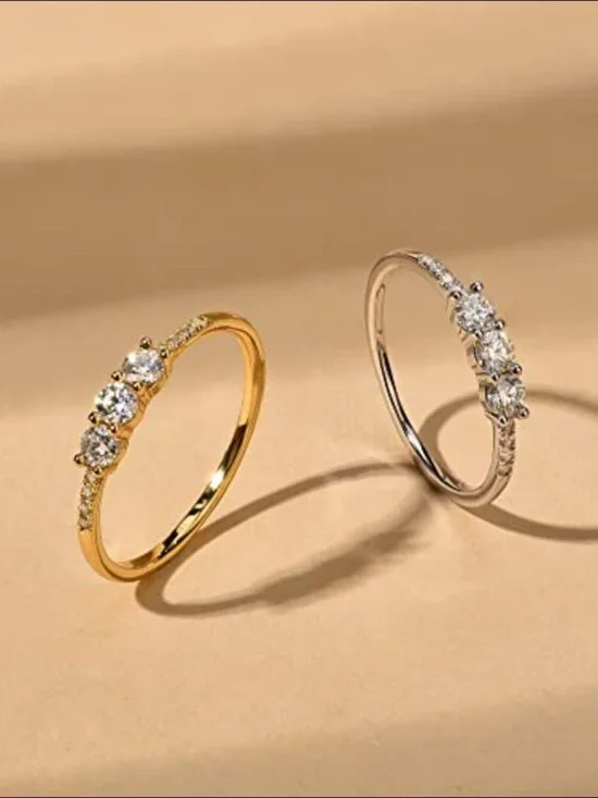 18K Yellow Gold Round Cut Moissanite Wedding Band 925 Sterling Silver Occassion