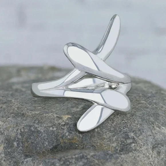 New Artsy Sterling Silver Double-Crossover Ring