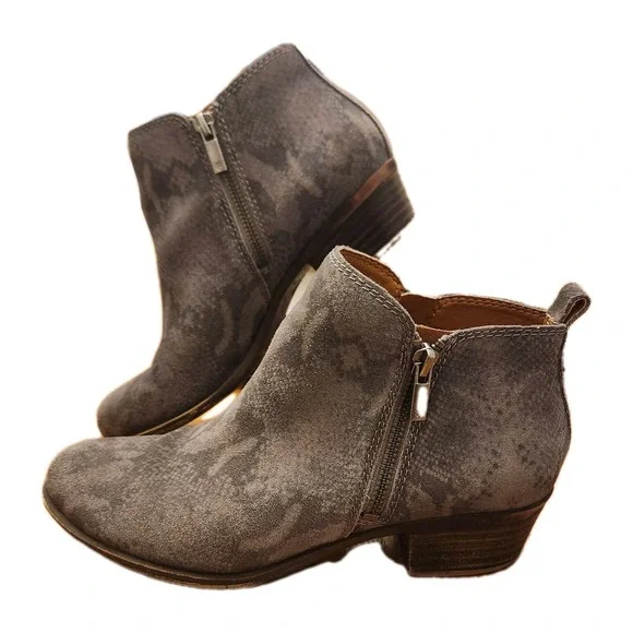 Lucky Brand Womens Basel Grey Snakeskin‎ Look Booties Size 8 M