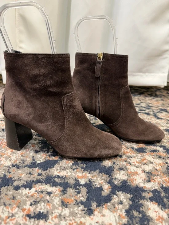 Tod’s Chocolate Brown Suede Wood Heel Chelsea Boots Size 6