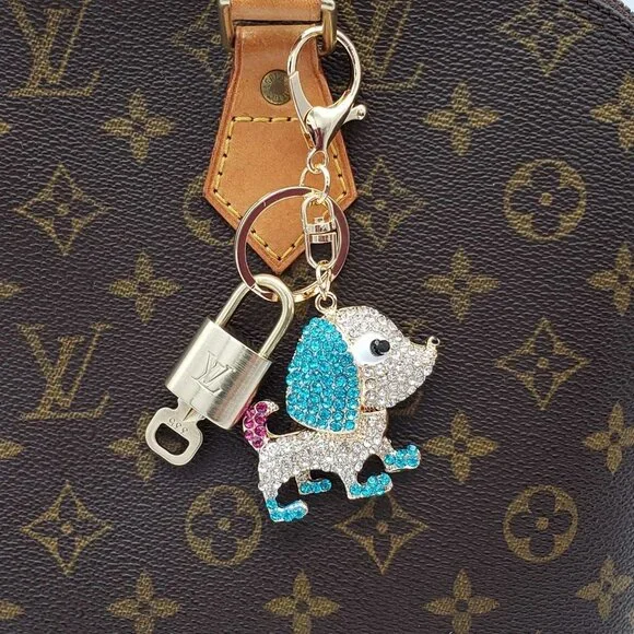 Authentic Louis Vuitton Padlock Gold 🔒 Key Set + Unbranded Dog Keychain Charm