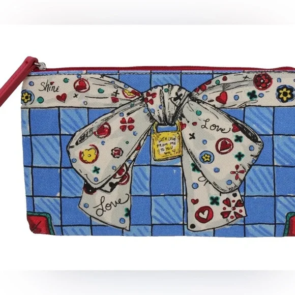 BRIGHTON Bow WITH LOVE FROM ME TO YOU Canvas Zipper Cosmetic Makeup Pouch
