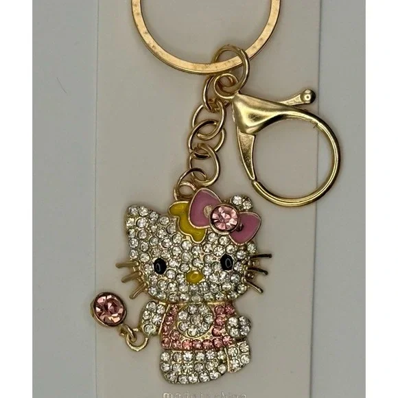 Sanrio Hello Kitty Rhinestone Keychain Bag Purse Charm