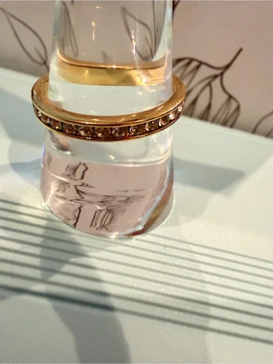 Gold Tone Crystal-Accent Stackable Ring sz 9