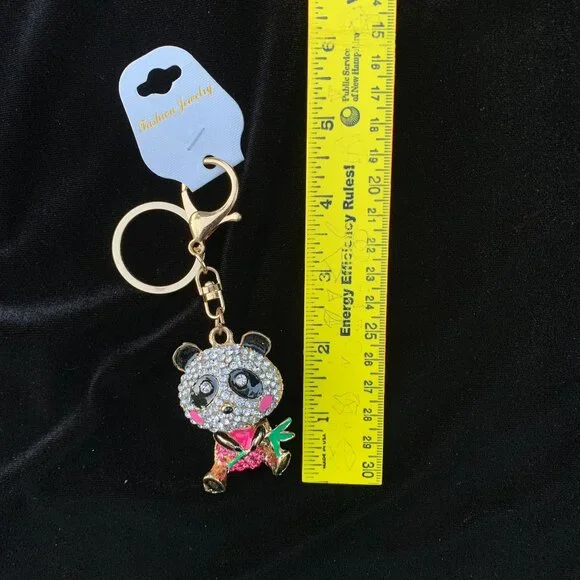 Panda Design Sparkling Rhinestones Keychain