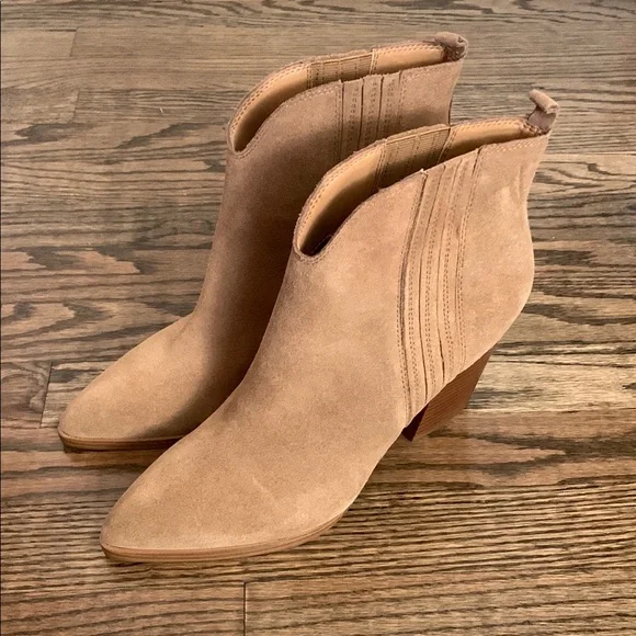 Marc Fisher Tan Suede Western Side Stitched Booties