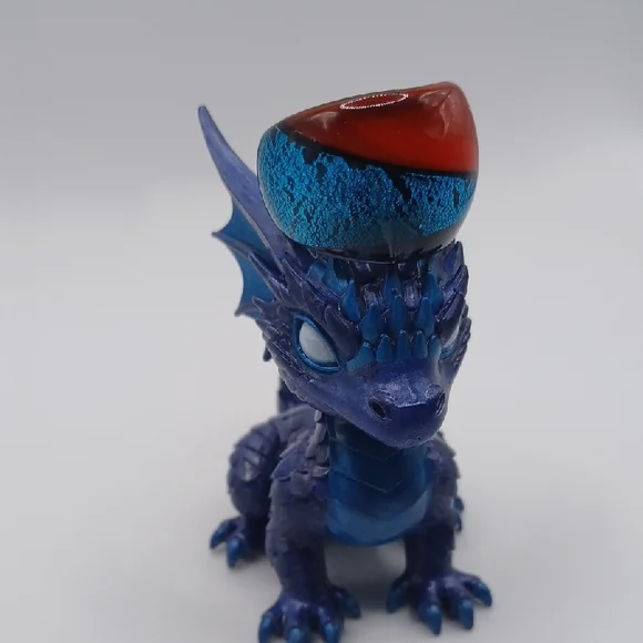 Red And Blue Art Glass Ring Sz 9