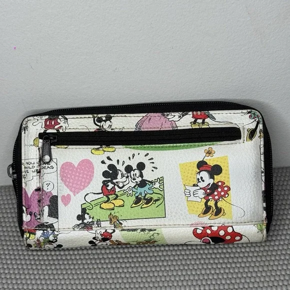 Disney Parks Mickey Minnie‎ Mouse Wallet Card Holder Zip Organizer Carryall