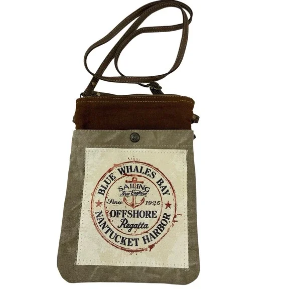 Myra Crossbody Bag Purse Sailing Anchor Harbor‎ Coastal Cottage Nautical Canvas