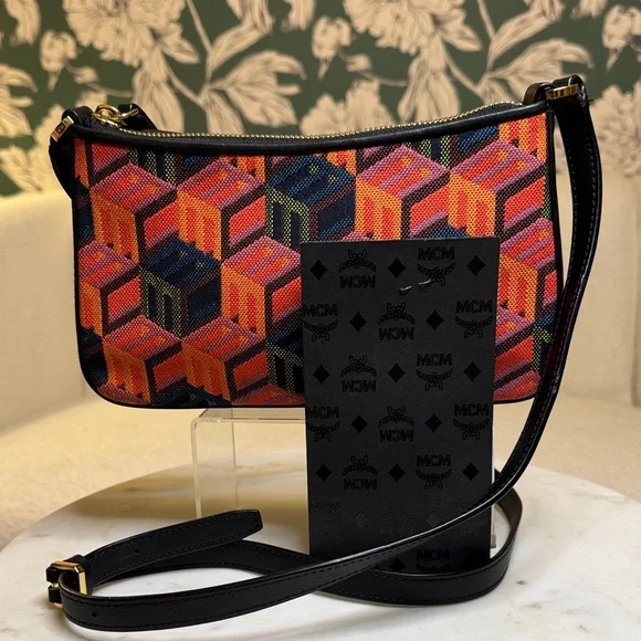 MCM Authentic Vibrant Geometric Crossbody Bag EUC with receipts Hard to Find!