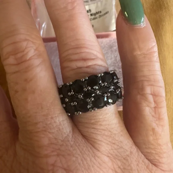 Bomb‎ Party OG Ring Starry Summer Nights Black Onyx Cubic Zirconia on Hematite 6