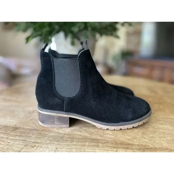 KENSIE Genuine Black Suede Women’s Pull On Chelsea Boot Size 6.5 M
