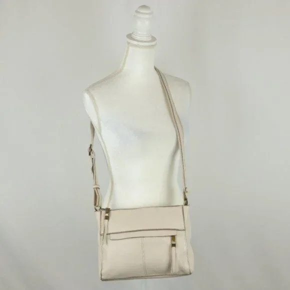 The Sak Women's Cream Leather Zip Closure Crossbody Bag