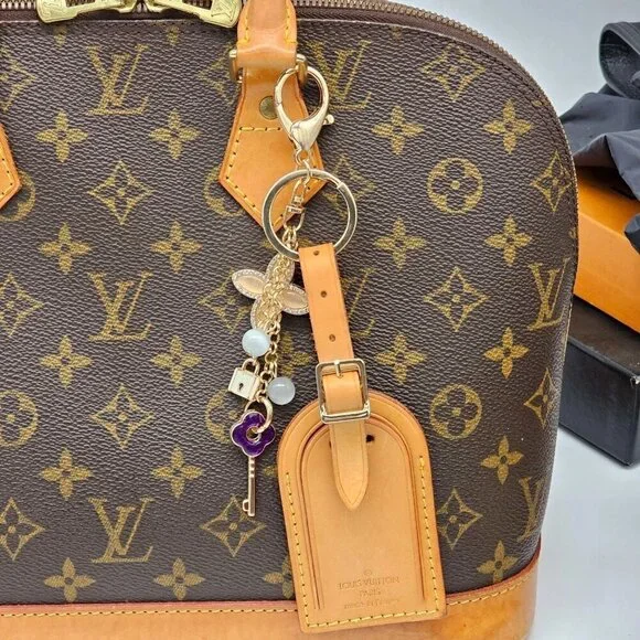 Authentic Louis Vuitton Luggage Tag with Unbranded Keycharm, Keychain