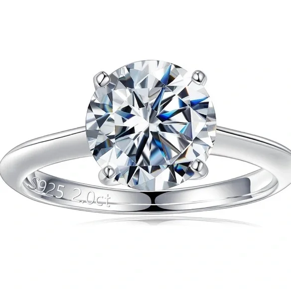 Moissanite Rings for‎ Women, 2CT VVS1 Clarity Rings 14K White Gold Vermeil…