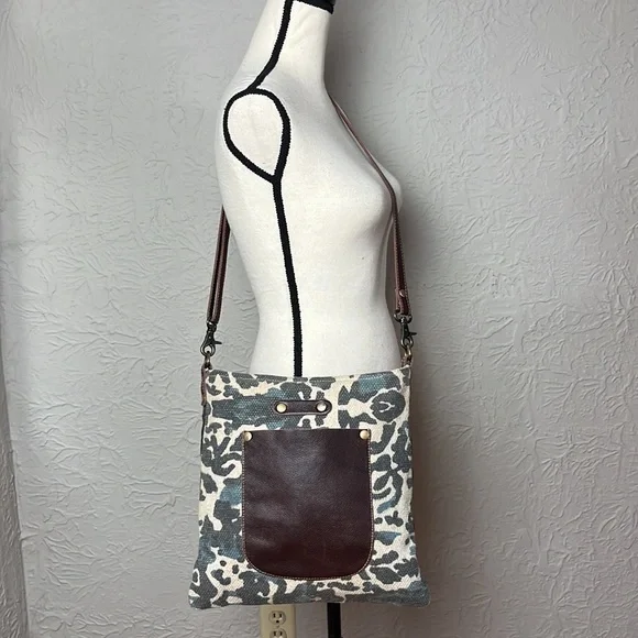 Myra Bag Upcycled Canvas And Leather Crossbody Bag