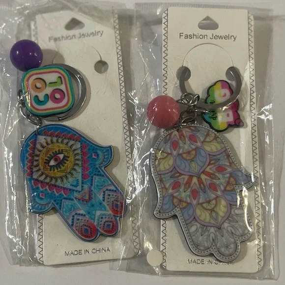 NEW Colorful Hamsa Keychain Set