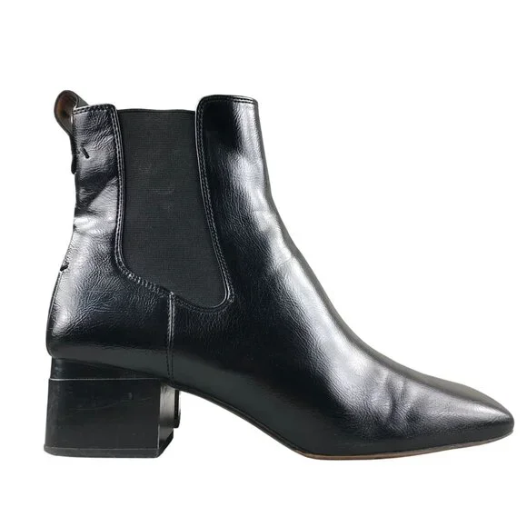 Franco Sarto Women's Size 10M Waxton Black Faux Leather Square Toe Ankle Booties