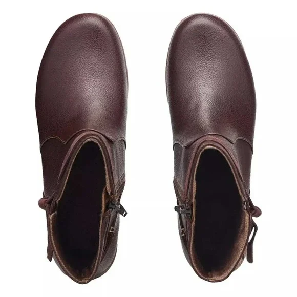 b.o.c. Born Concept Women Burgundy Leather Ankle Boots Size 8 Addi