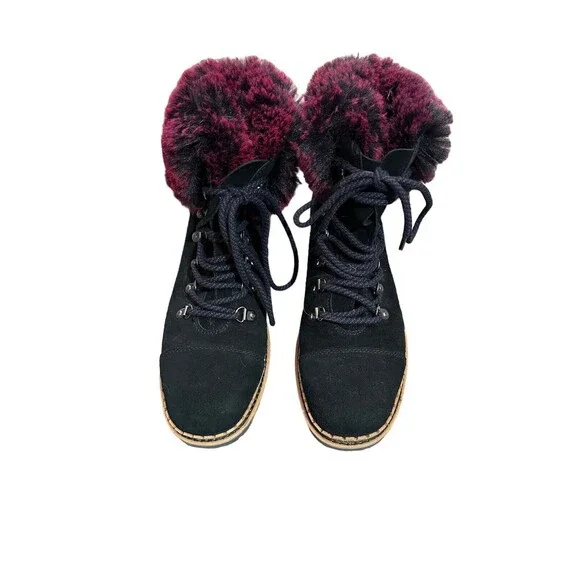Sam Edelman Boots faux fur 7.5 Bowen Black Suede Leather Fall Winter Shoes