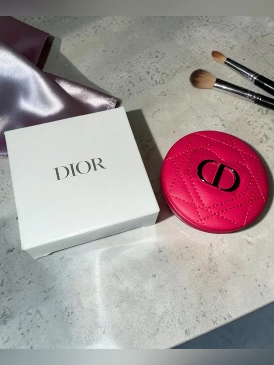 Dior Hot Pink Quilted Pocket Mirror with CD Logo NIB