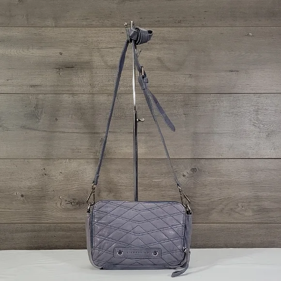 Liebeskind Berlin Light Blue Quilted Leather Crossbody Bag in Dusty Blue