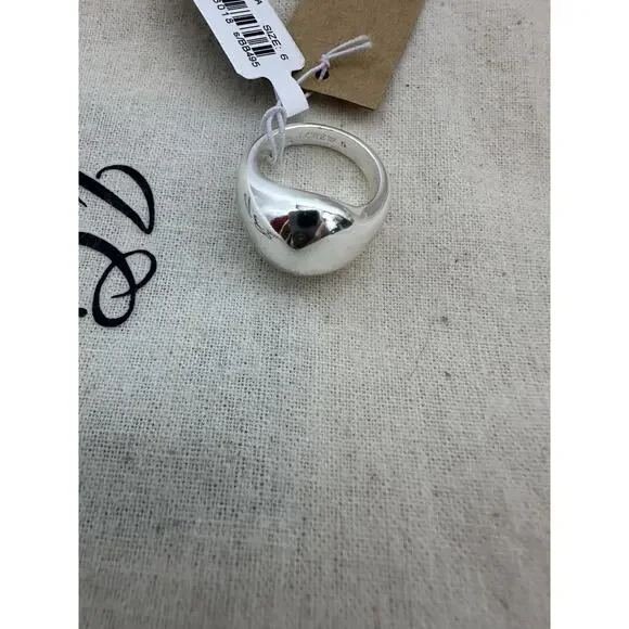NWT‎ J Crew Silver Sculpted Orb Mirror Ring Silver Size 6 BB495