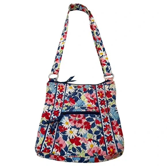 Vera Bradley Hipster Crossbody Bag Floral Quilted Cotton Blue Red Pink Travel
