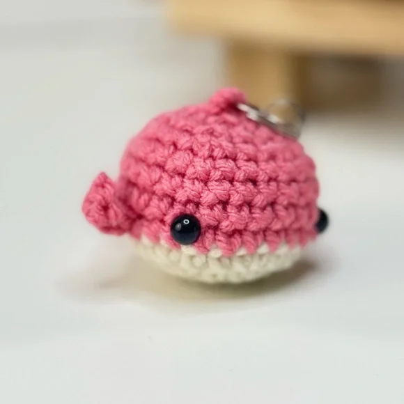 Handcrafted Crocheted Pink Whale Keychain