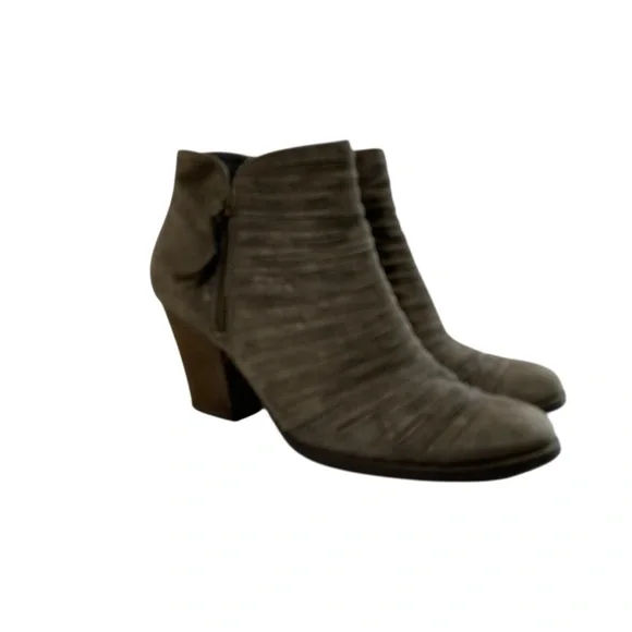 Paul Green Malibu Sliced Chunky Nobuck Leather Ankle‎ Bootie 5 Metallic Taupe
