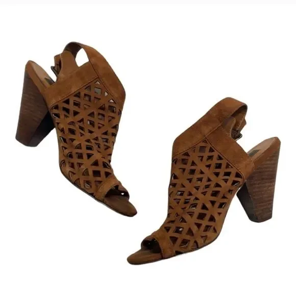 Steve Madden Karridi Brown Cutout Suede Bootie Open Toe Size 6.5