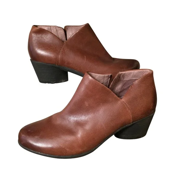 Dansko Brown Leather Ankle Boots Side Zip Block Heel‎ Women Size 40 EU 9.5 US